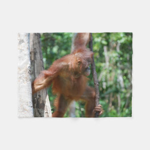 オランウータンの動物愛好家 フリースブランケット