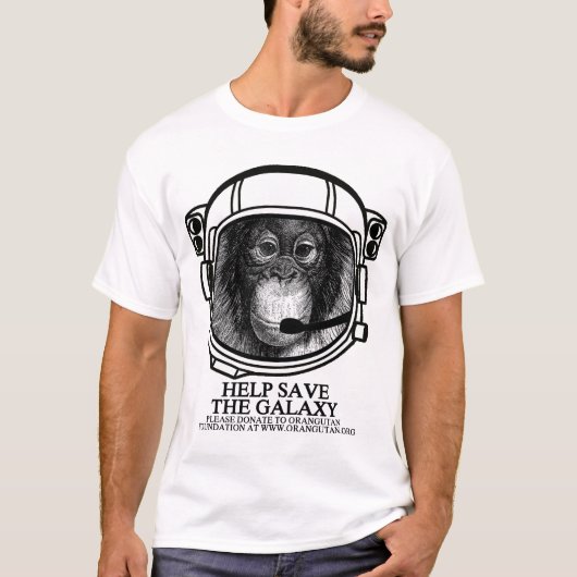 オランウータンの宇宙飛行士のワイシャツ Tシャツ (正面)