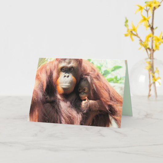 オランウータンの親指アップの母の日カード カード (黄色い花)