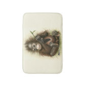 オランウータンの赤ちゃんと葉 バスマット (正面縦)