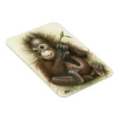オランウータンの赤ちゃんと葉 マグネット (右側)