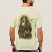 オランウータンの赤ちゃんと葉 Tシャツ (裏面)