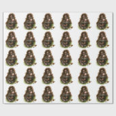 オランウータンの赤ちゃんと蝶 ラッピングペーパー (フラット)
