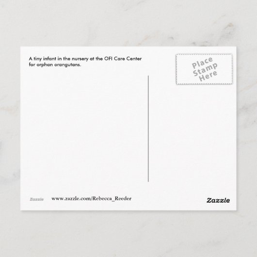 オランウータンの赤ちゃんの笑顔 - おむつを履いたボルネオの可愛い子 ポストカード (裏面)