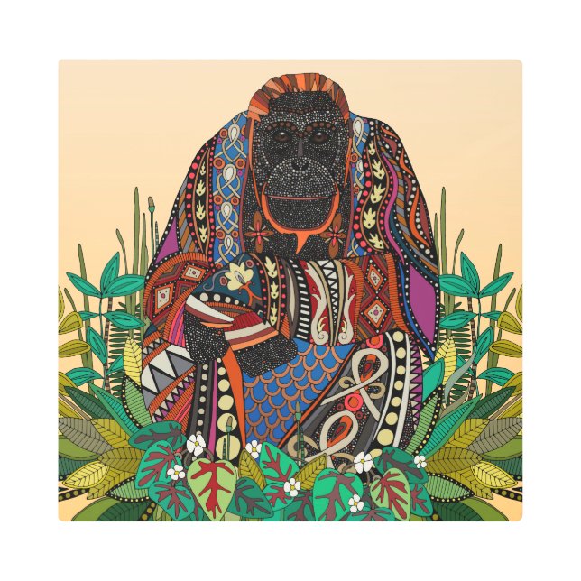 オランウータンキングコーンシルク メタルプリント (正面)