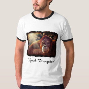 オランウータンサポーター赤いサル野生動物アートシャツ Tシャツ