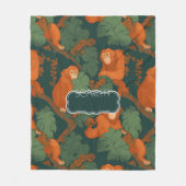 オランウータンレトロカラフルパタパーソナライズされたーン フリースブランケット (正面)