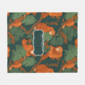 オランウータンレトロカラフルパタパーソナライズされたーン フリースブランケット (正面(横))