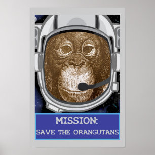 オランウータン宇宙飛行士任務ポスター ポスター