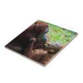 オランウータン母とベビー タイル (側面)