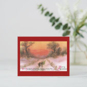 オランギーサンセットオーバースノーイーレーンヴィンテージクリスマス シーズンポストカード (スタンド正面)