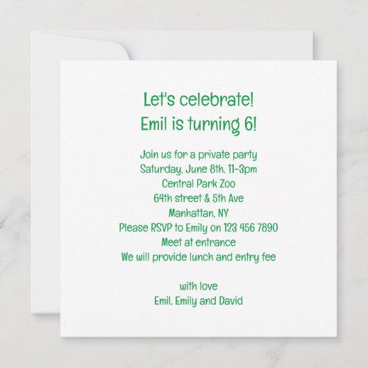 オラングタン祝ズのサル写真誕生日 招待状 (裏面)