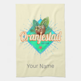 オランジェスタッドアルバレトロヴィンテージカリブの土産 キッチンタオル