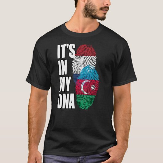 オランダおよびアゼルバイジャンミックスDNAフラグ伝統 Tシャツ (正面)