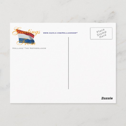 オランダからのデルフトウェア・パターン・チューリップの挨拶 ポストカード (裏面)