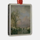 オランダでスケートで滑ること メタルオーナメント (右)