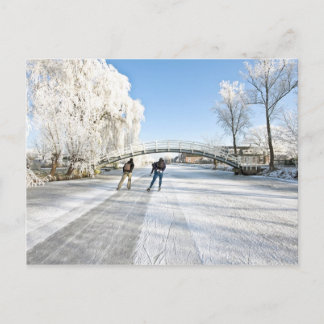 オランダでscating氷 ポストカード