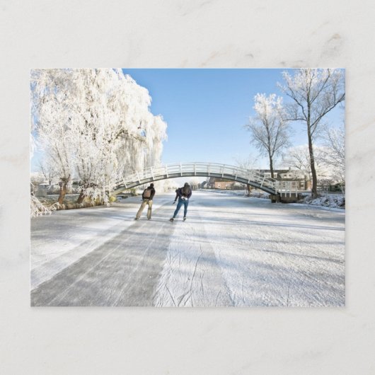 オランダでscating氷 ポストカード (正面)