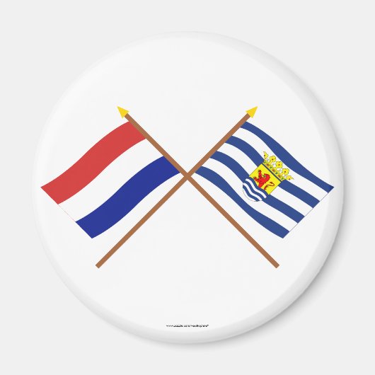 オランダとゼーランドの国旗を交差 マグネット (正面)