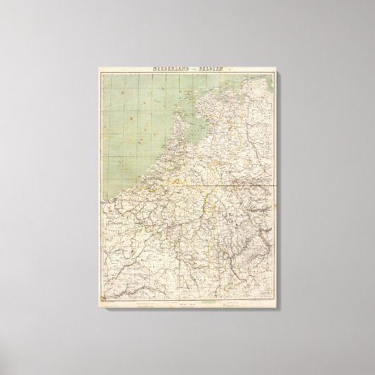 オランダとベルギー地図 キャンバスプリント (正面)