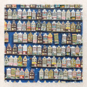 オランダのお土産、アムステルダム通りシーン。 ガラスコースター (正面)