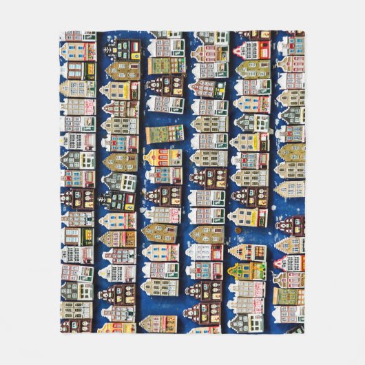 オランダのお土産、アムステルダム通りシーン。 フリースブランケット (正面)