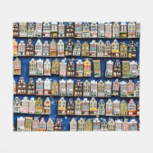 オランダのお土産、アムステルダム通りシーン。 フリースブランケット (正面(横))