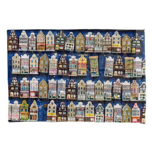 オランダのお土産、アムステルダム通りシーン。 枕カバー (正面)