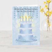 オランダのお誕生日ケーキおよびカード蝋燭の カード (黄色い花)