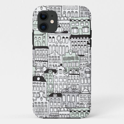 オランダのアムステルダムのイラストレーションの家パターン Case-Mate iPhoneケース (裏面)