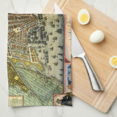 オランダのアムステルダムの古地図 キッチンタオル (四つ折り)