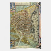 オランダのアムステルダムの古地図 キッチンタオル (縦)