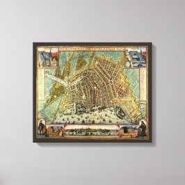 オランダのアムステルダムの古地図 キャンバスプリント