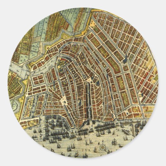 オランダのアムステルダムの古地図 ラウンドシール (正面)