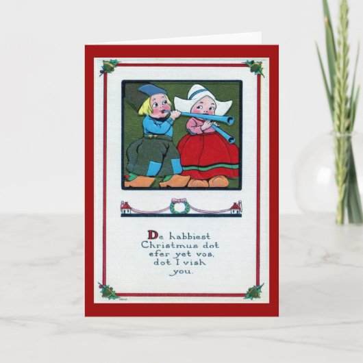 オランダのクリスマスの挨拶の1916年のヴィンテージ シーズンカード (正面)