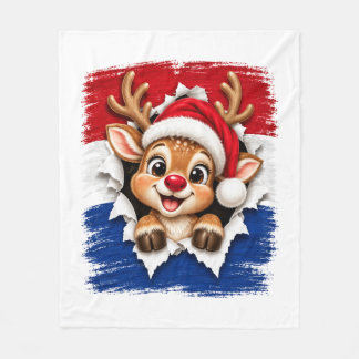 オランダのクリスマストナカイ フリースブランケット