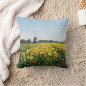 オランダのチューリップおよび風車オランダ クッション (ブランケット)
