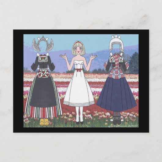 オランダのネールジェ紙人形はがき ポストカード (正面)