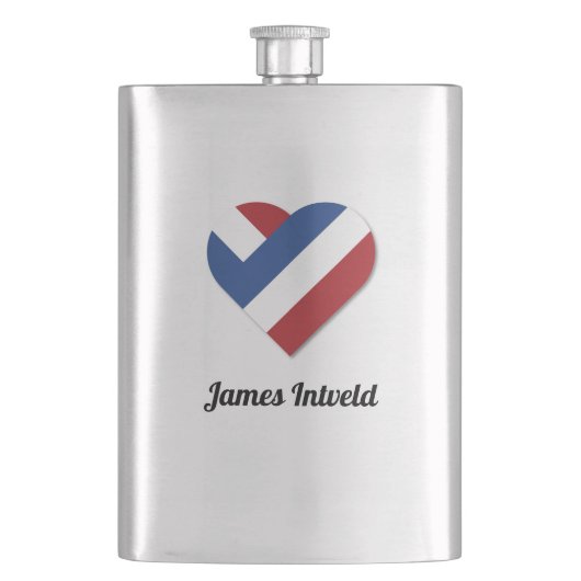 オランダのハート旗を持つJames Intveld フラスク (正面)