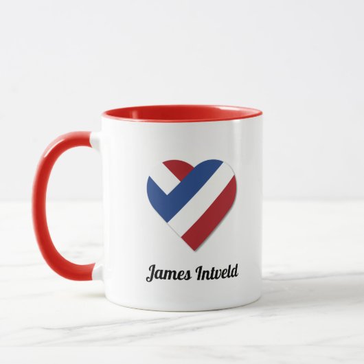 オランダのハート旗を持つJames Intveld マグカップ (左)