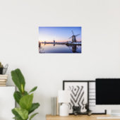 オランダのポスターの日の出の間の風車 ポスター (ホームオフィス)