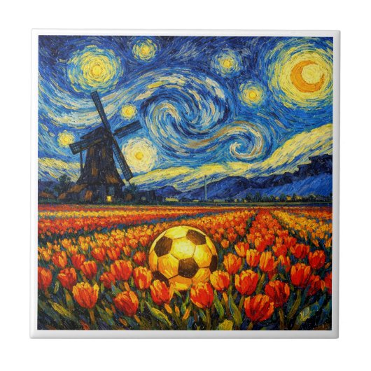 オランダのランドマークと風景サッカー タイル (正面)