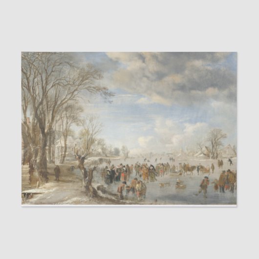 オランダのヴィンテージクリスマスティッシュペーパー冬 薄葉紙 (正面)