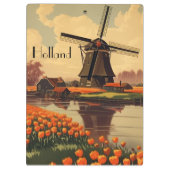 オランダのヴィンテージ旅行のポスター、チューリップとミル クリップボード (裏面)