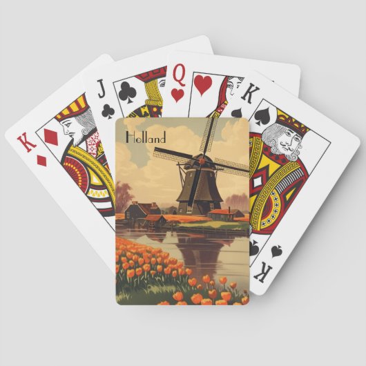 オランダのヴィンテージ旅行のポスター、チューリップとミル トランプ (裏面)