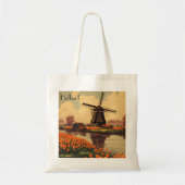 オランダのヴィンテージ旅行のポスター、チューリップとミル トートバッグ (正面)