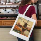 オランダのヴィンテージ旅行のポスター、チューリップとミル トートバッグ