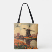 オランダのヴィンテージ旅行のポスター、チューリップとミル トートバッグ (裏面)