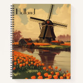 オランダのヴィンテージ旅行ポスター、カスタマイズ可能 ノートブック (正面)