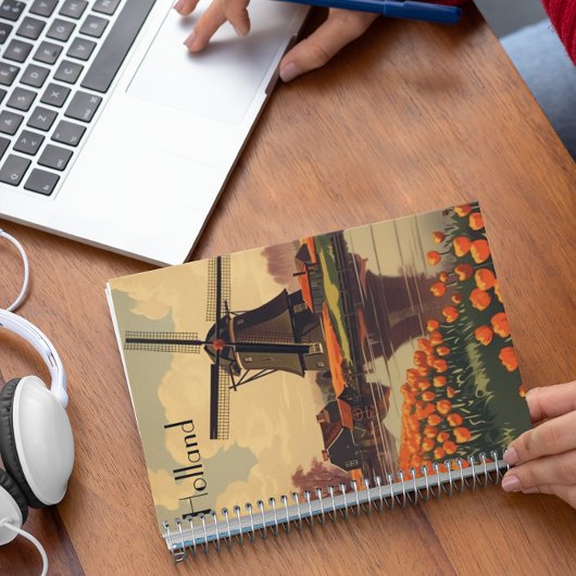 オランダのヴィンテージ旅行ポスター、カスタマイズ可能 ノートブック